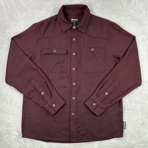 Outdoor Research Feedback Flannel Shirt Mens Small Burgundy Herringbone Outdoors
